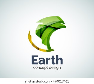Earth logo template, abstract elegant glossy business icon