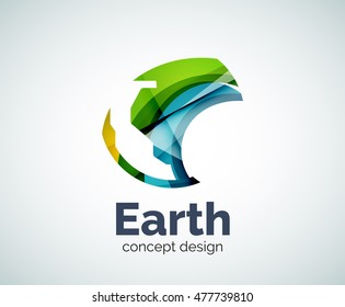 Plantilla del logotipo de la Tierra, icono de negocios elegante y abstracto
