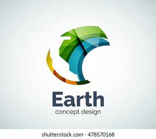 Earth logo template, abstract elegant glossy business icon