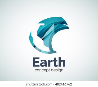 Earth logo template, abstract elegant glossy business icon