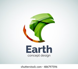 Earth logo template, abstract elegant glossy business icon