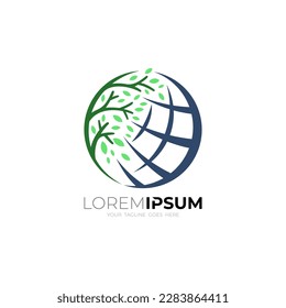 Earth logo with tree design combination, simple design