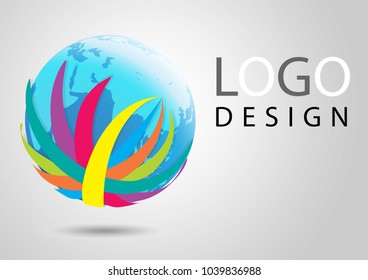 earth logo world vector  illustration concept design