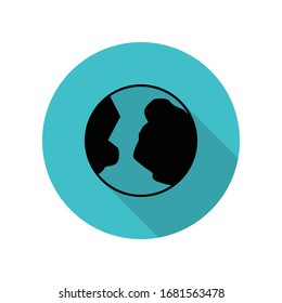 Earth long shadow icon. Simple glyph, flat vector of web icons for ui and ux, website or mobile application
