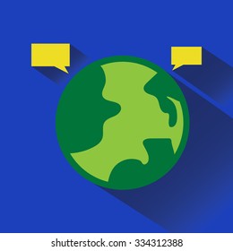 Earth long shadow vector icon illustration eps 10