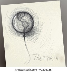 The Earth looks like balloon / Realistic sketch (not auto-traced)