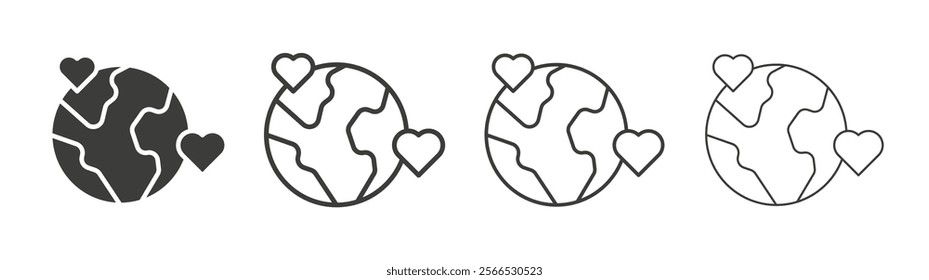 Earth love heart icon collection for website design, app, UI design.