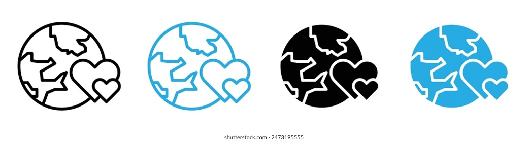 Earth Love Heart Icon Ideal for Environmental and Love Themes