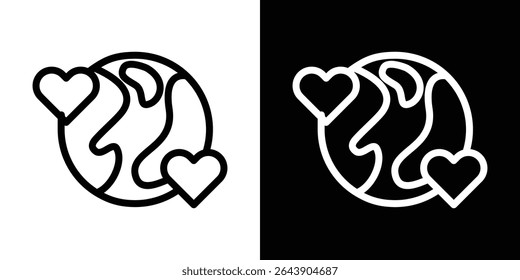 Earth love heart icon symbol concept for graphic design, Website, UI. EPS