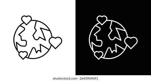Earth love heart icon symbol concept for graphic design, Website, UI. EPS