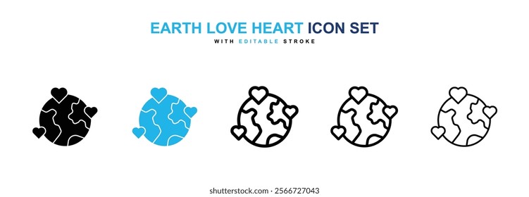 Earth love heart icons vector collection pack.