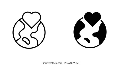 Earth love heart icons vector graphic pack