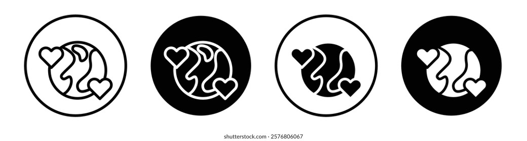 Earth love heart icons vector pack for web designs