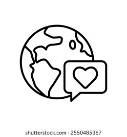 Earth love icon as an environmental message
