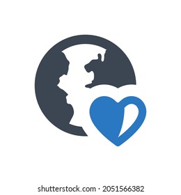 Earth love icon on white background
