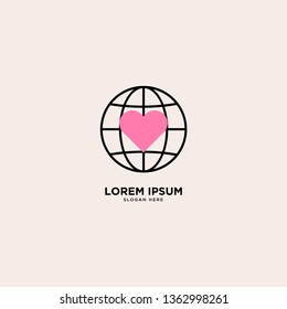 Earth Love logo simple line logo template vector illustration - Vector