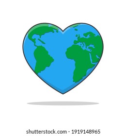 Earth Love Vector Icon Illustration. Earth Day Flat Icon