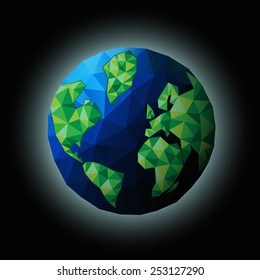Earth. Low poly vector illustration