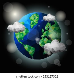 Earth. Low poly vector illustration