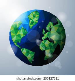 Earth. Low poly vector illustration