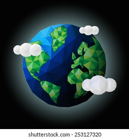 Earth. Low poly vector illustration