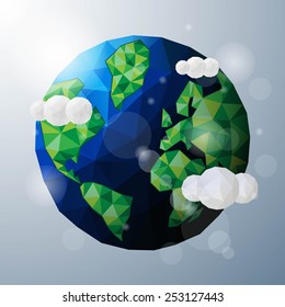 Earth. Low poly vector illustration