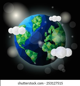 Earth. Low poly vector illustration