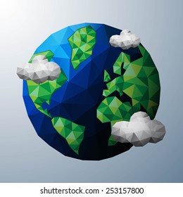 Earth. Low poly vector illustration
