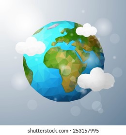 Earth. Low poly vector illustration