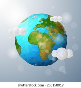 Earth. Low Poly Vector Illustration