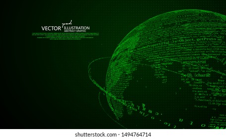 The Earth is made up of digital codes., a sense of science and technology abstract graphics.