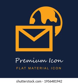 Earth Mail Premium Material ui ux einzelne Vektorsymbol in marinblau und orange Farben