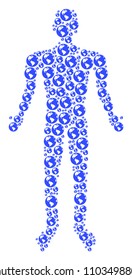 Earth man avatar. Vector Earth icons are composed into male collage.