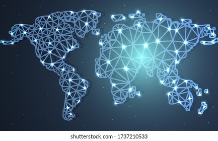 Mapa de la Tierra en estilo poligonal abstracto, ilustración de arte vectorial.