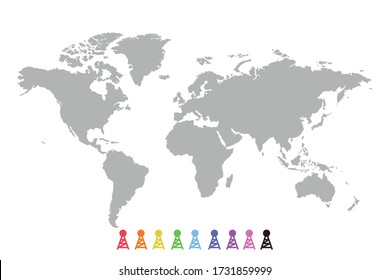 Mapa de la Tierra con clavija de antena