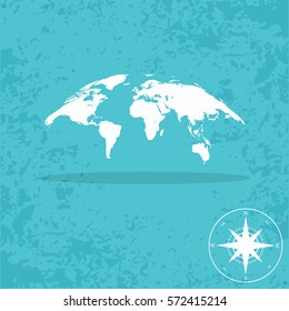 Earth map for bussines. compass