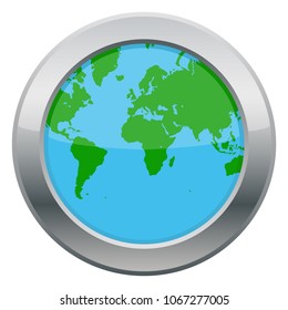An Earth map icon isolated on a white background