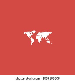 earth map icon. sign design. red background