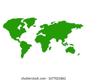 Earth map on a white background. Silhouette. Vector illustration.