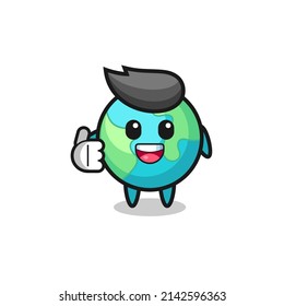 earth mascot doing thumbs up gesture , cute design