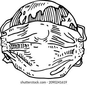 The earth in the medical mask sketch vector illustration hand draw