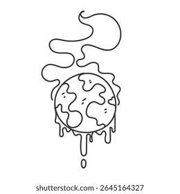 terra derretida por causa do calor em desenho animado de doodle