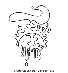 terra derretida por causa do calor em desenho animado de doodle