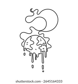 terra derretida por causa do calor em desenho animado de doodle