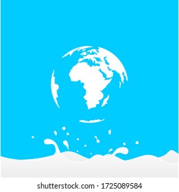 the earth with milk below vector Illustration. good template for world milk day design or other design about milk.