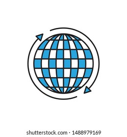 Earth minimal line icon vector