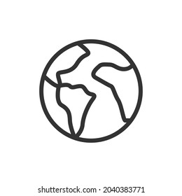 Earth minimal line icon. Web stroke symbol design. Earth sign isolated on a white background. Premium line icon.