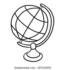 earth model, grobe / cartoon vector and illustration, black and white, hand drawn, sketch style, isolated on white background.