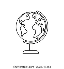Earth model icon. Vector. Line style.