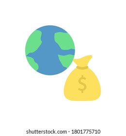 Earth, money sack icon. Simple color vector elements of economy icons for ui and ux, website or mobile application